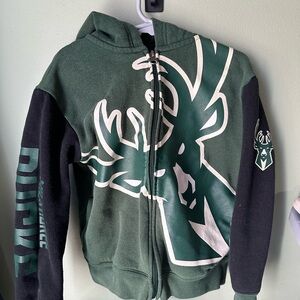 NBA Milwaukee Bucks Green and Black Kids Hoodie